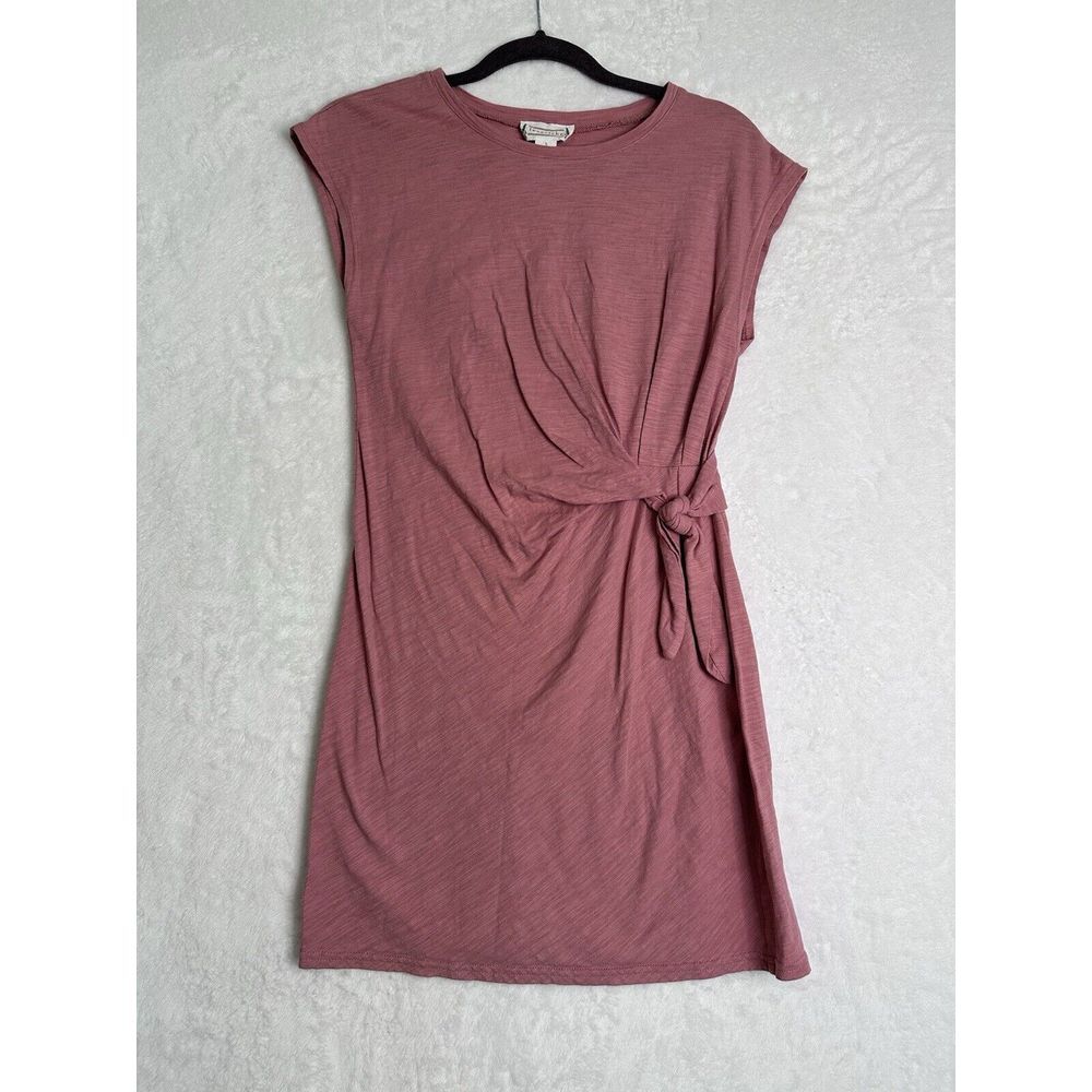 Love Riche Dress Womens Small Dusty Pink Side Ruched Gathered Cotton Soft